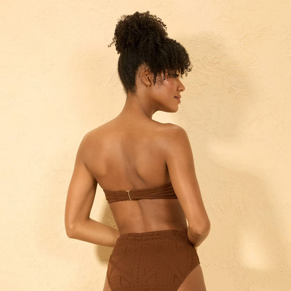 Women's Crochet Front Knot Bandeau Bikini Top - Shade & Shore™ Brown | Target