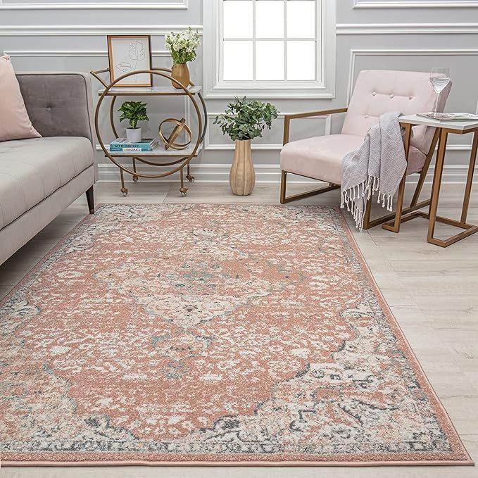 Rugs America Harper HY50B Pink Amaranth Transitional Vintage Non-Shedding Living Room Bedroom Nur... | Amazon (US)