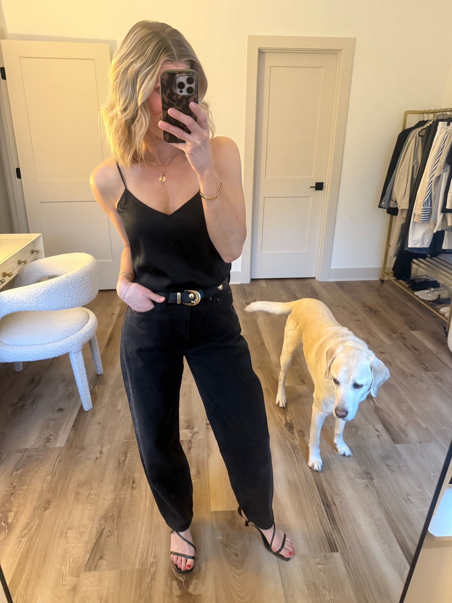 Wearing small silk cami, small belt, 26 jeans, heels tts

#LTKootd #LTKOver40 #LTKgrwm