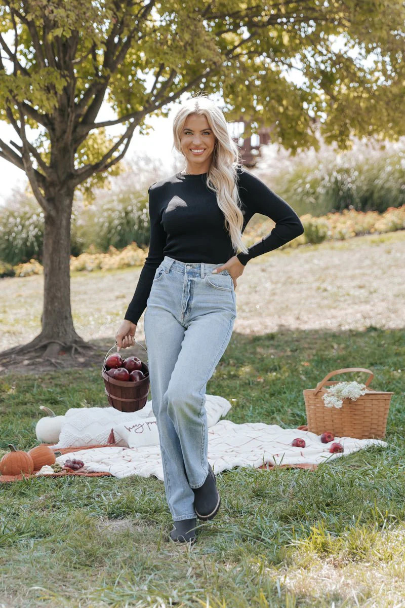 Black Long Sleeve Ribbed Top | Magnolia Boutique | Magnolia Boutique