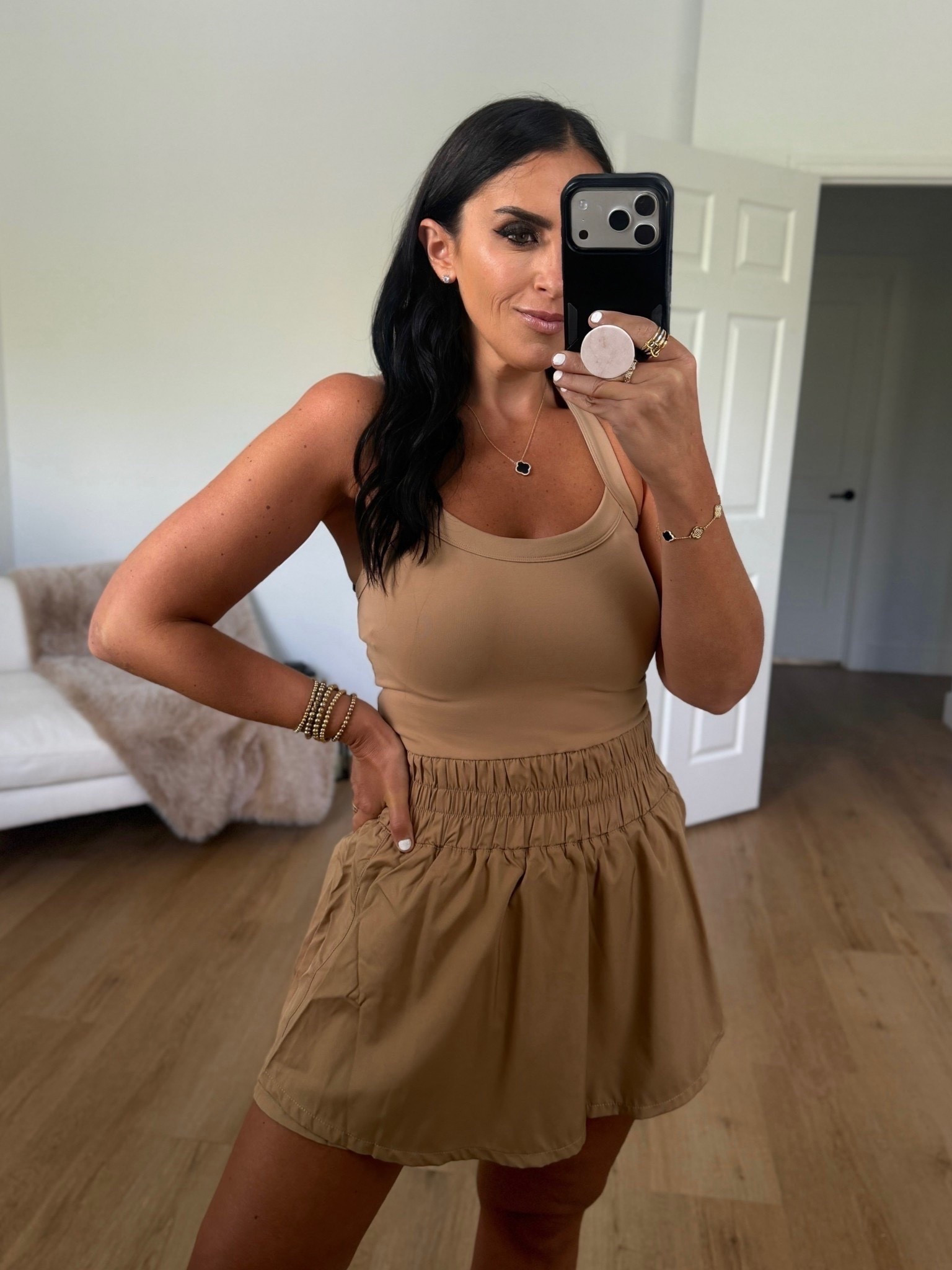 Womens Mini skirt and tank set wearing size small.