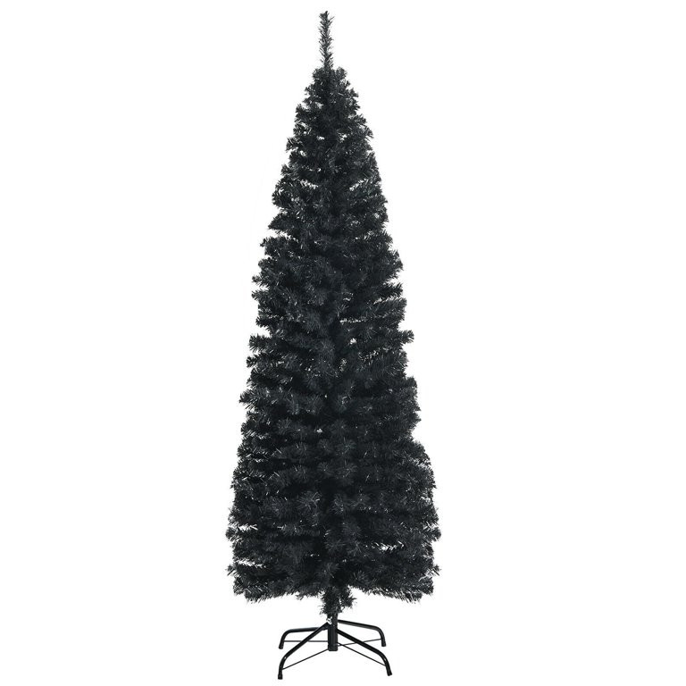 Gymax 6FT Unlit Black Halloween Pencil Tree Christmas Tree w/ 520 PVC Branch Tips | Walmart (US)
