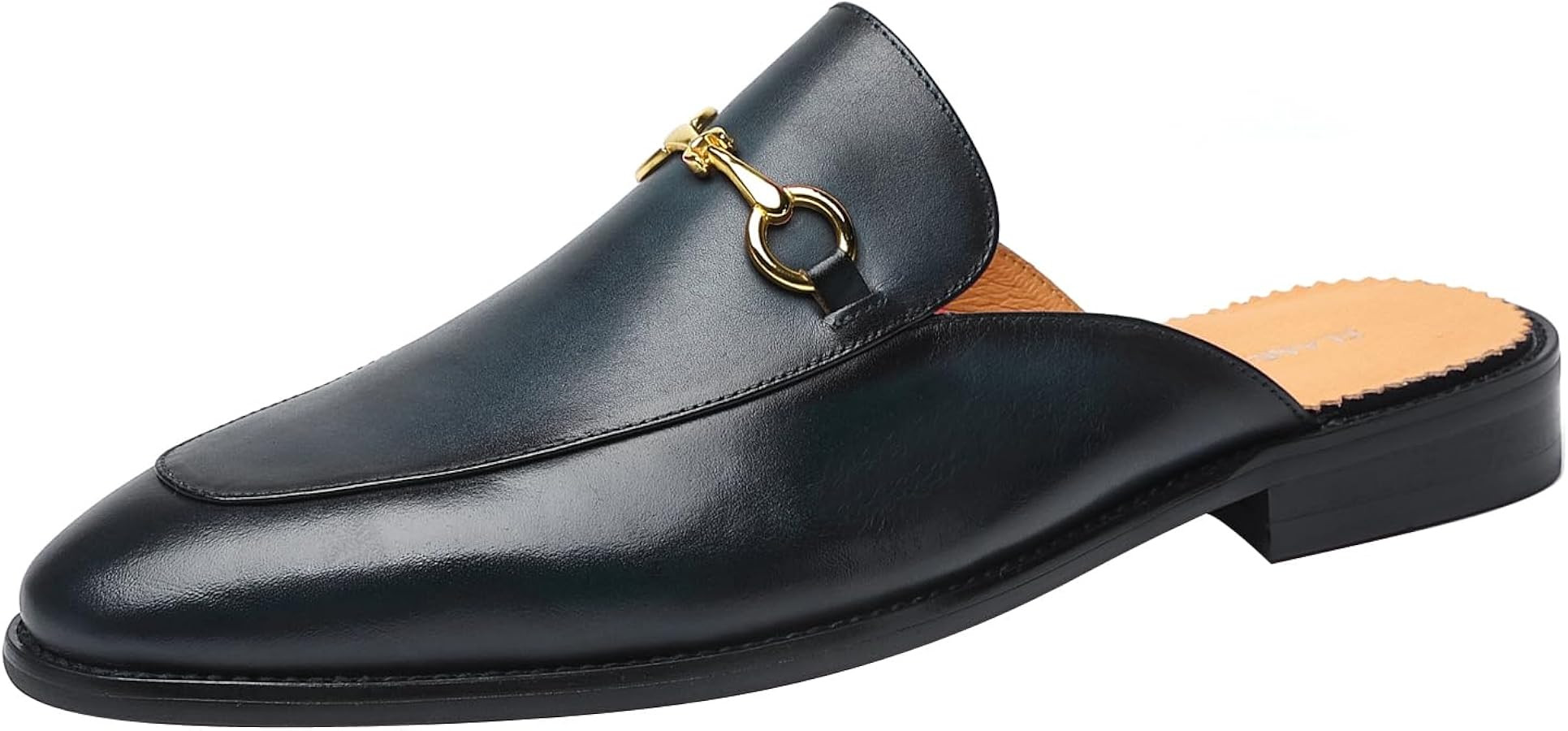 ELANROMAN Men's Loafers Backless Genuine Leather Mules Horse Buckle Shoes | Amazon (US)