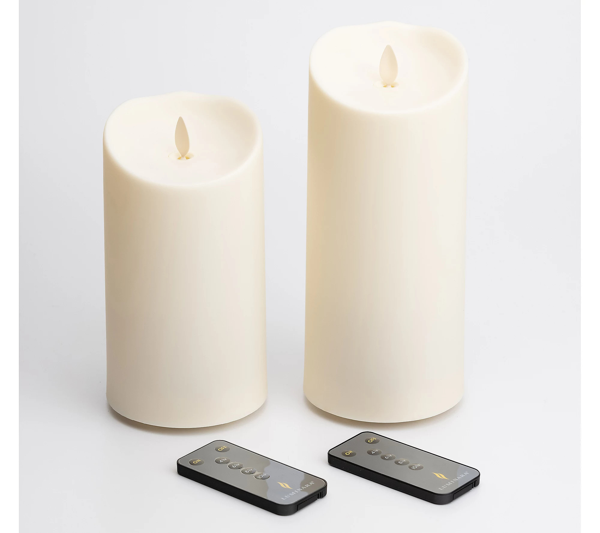 Luminara Set of (2) 7"" & 9"" Outdoor Candles wit h (2) Remotes | QVC