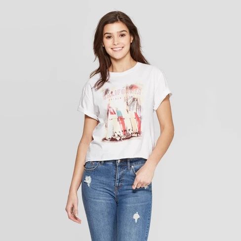 Women's Short Sleeve California Surf Graphic T-Shirt - Grayson Threads (Juniors') - White | Target