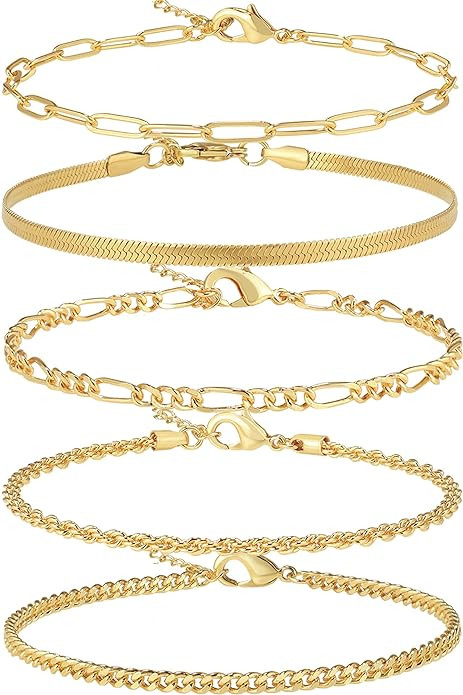 14K Gold/Sterling Silver Plated Anklet Bracelets for Women Waterproof Plus Size Cuban Link Chain ... | Amazon (US)