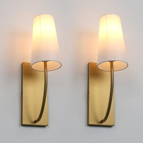 Yosoan Set of 2 Antique Brass Fabric Wall Sconce Bedside Indoor Light, Boho Modern Vintage Indust... | Amazon (US)