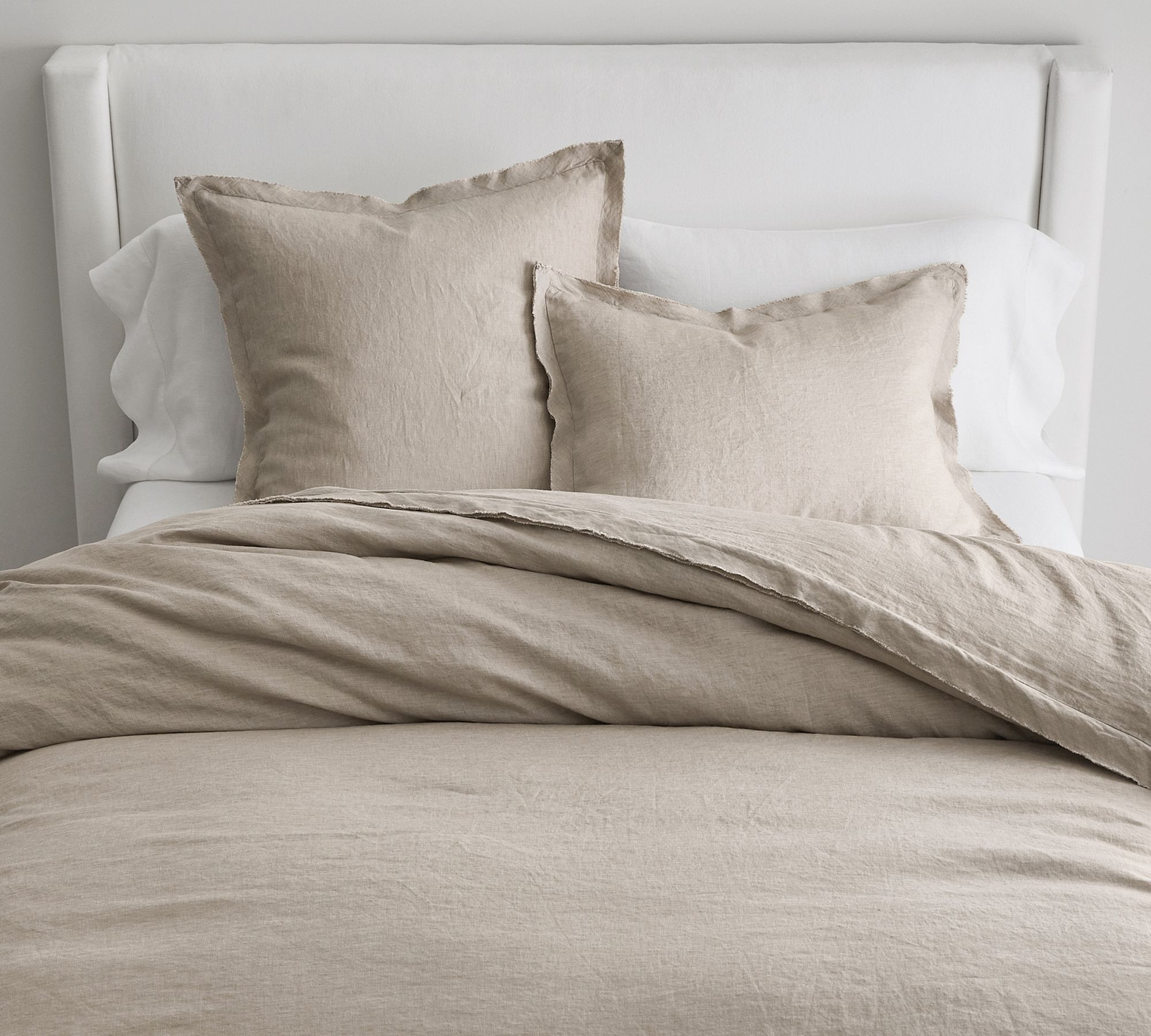 Belgian Flax Linen Double Flange Duvet Cover, King/Cal. King, Cornflower | Pottery Barn (US)