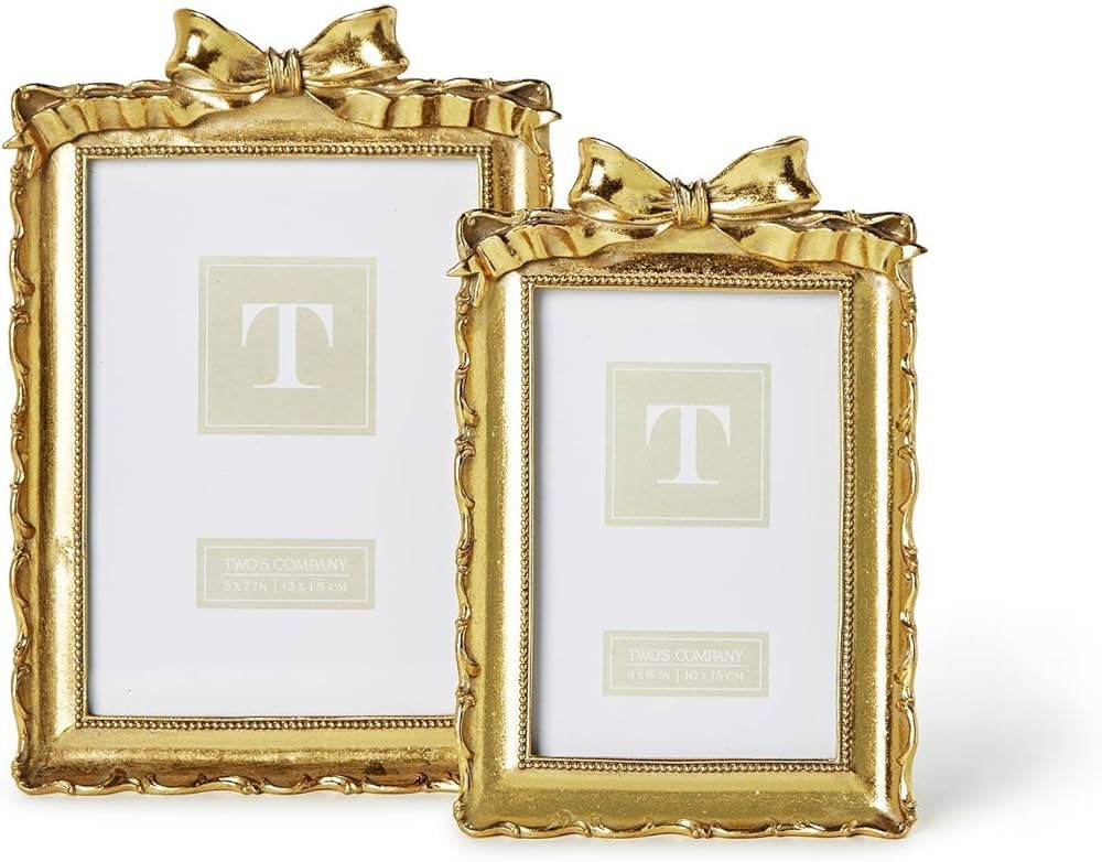 Two's Company Vintage Gold Frames with Accent Bow, Resin, Set of 2 | Amazon (US)