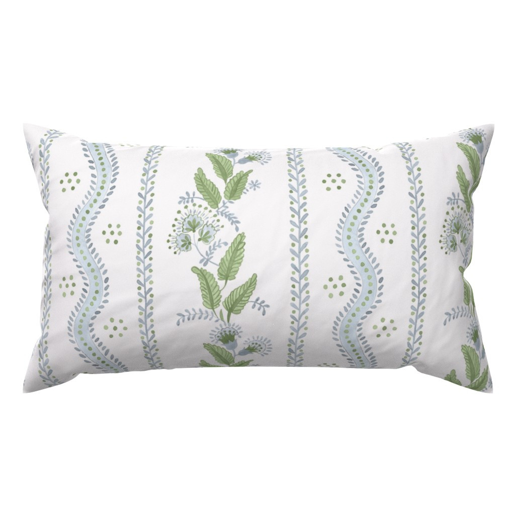 Throw Pillow in Soft Blue and greens on white | Spoonflower