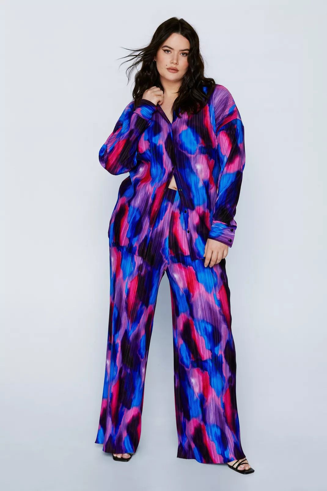 Plus Size Printed Plisse High Waisted Pants | Nasty Gal (US)