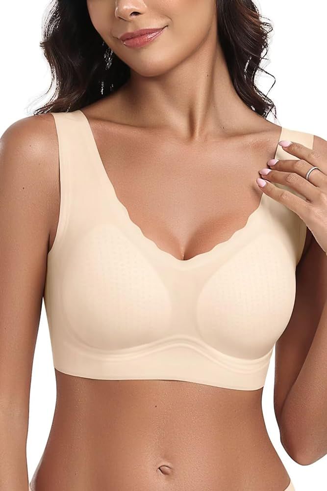 Vertvie Women Comfort Seamless Bras Wireless Push Up Pullover T-Shirt Bras Full Coverage Bralette... | Amazon (US)