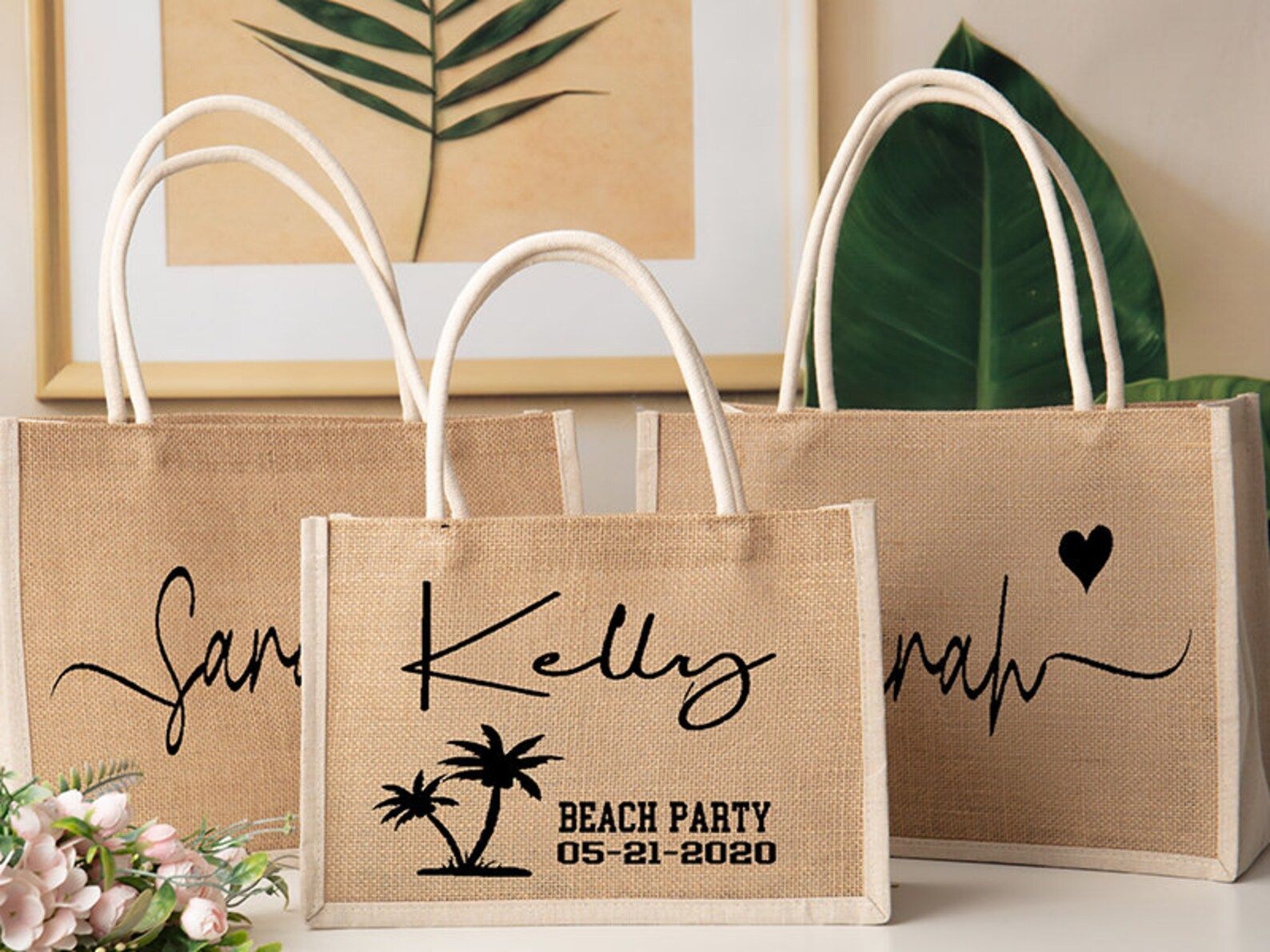 Custom Beach Tote Bag Bridesmaid Tote Bags With Names | Etsy | Etsy (US)