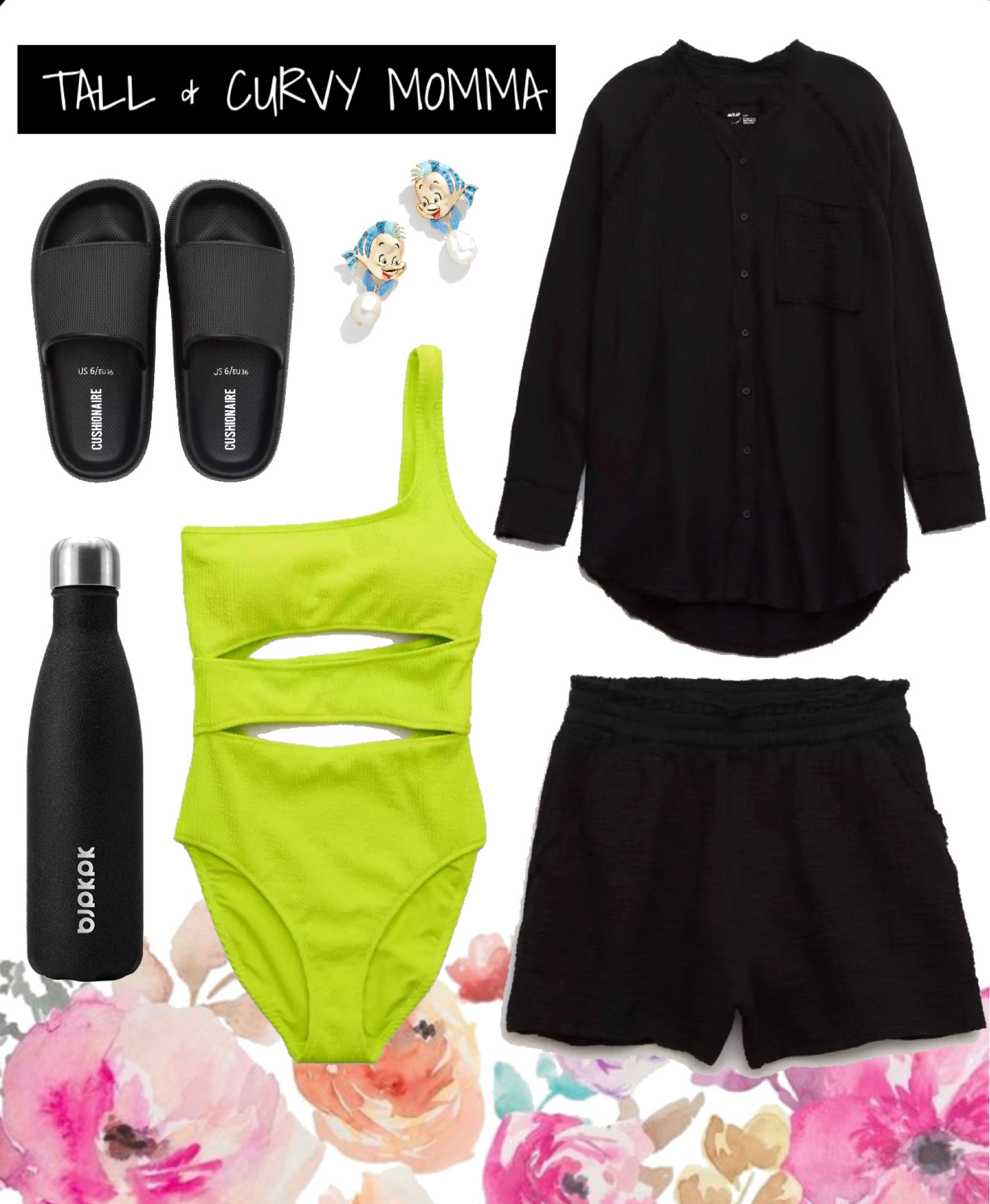 SWIM // resort wear. Vacation outfit. Linen two piece set. Aerie. One piece. Sandals. Slides. Water bottle. Earrings. Neon. Swim suit. Bathing suit  

#LTKswim #LTKtravel #LTKunder50