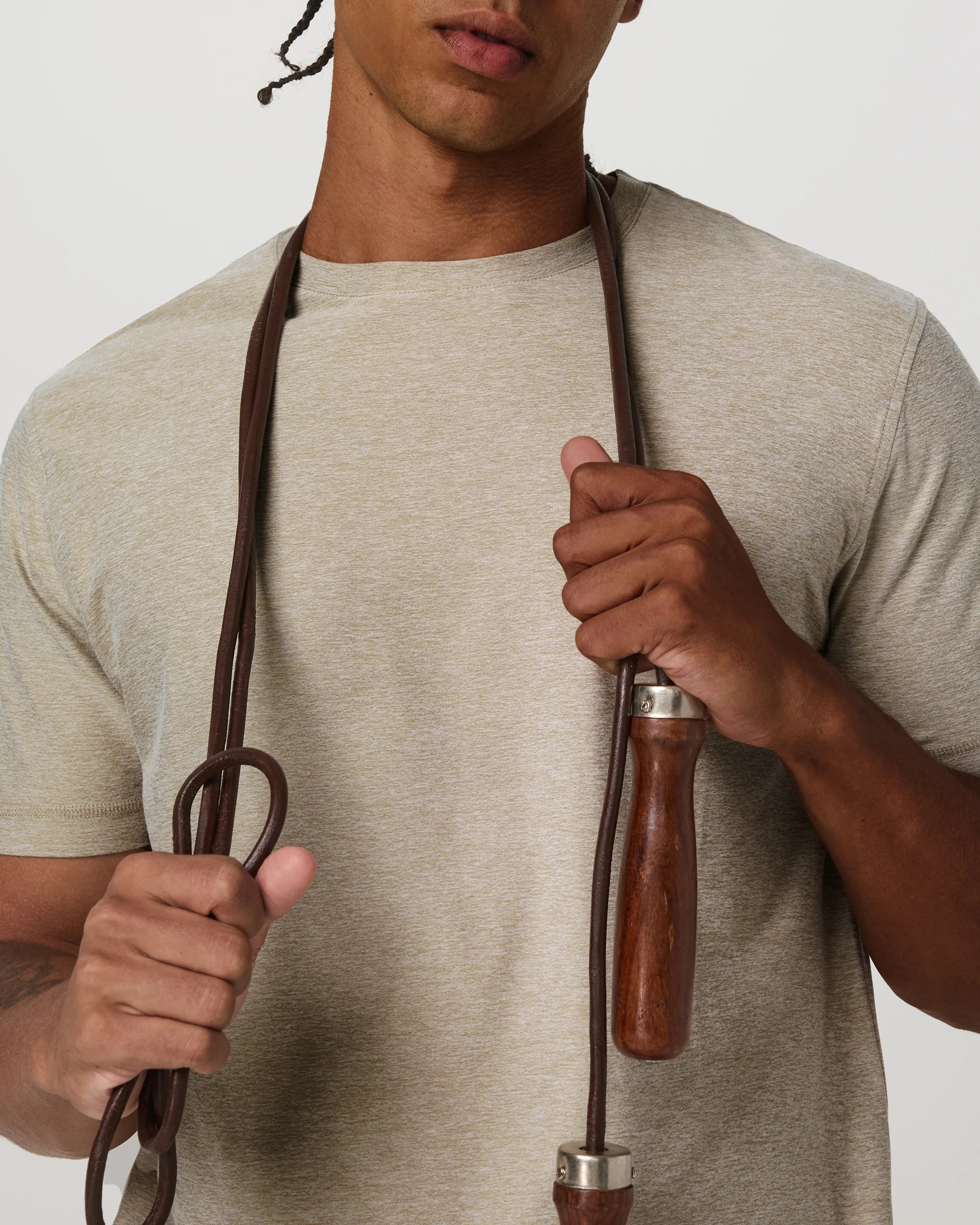 Strato Tech Tee \u2013 Men's Truffle Heather Performance Shirt \u2013 Vuori | Vuori Clothing (US & Canada)