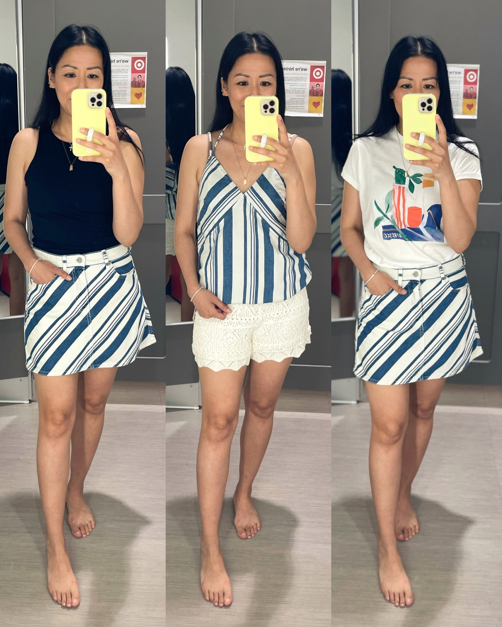 Size medium tank 
Size 6 skirt (sized up for more length)
Size XS denim halter
Size XS graphic tee
Size small gingham pants
Size small shorts

Target style
Target fashion


#LTKFindsUnder50 #LTKSeasonal #LTKSaleAlert