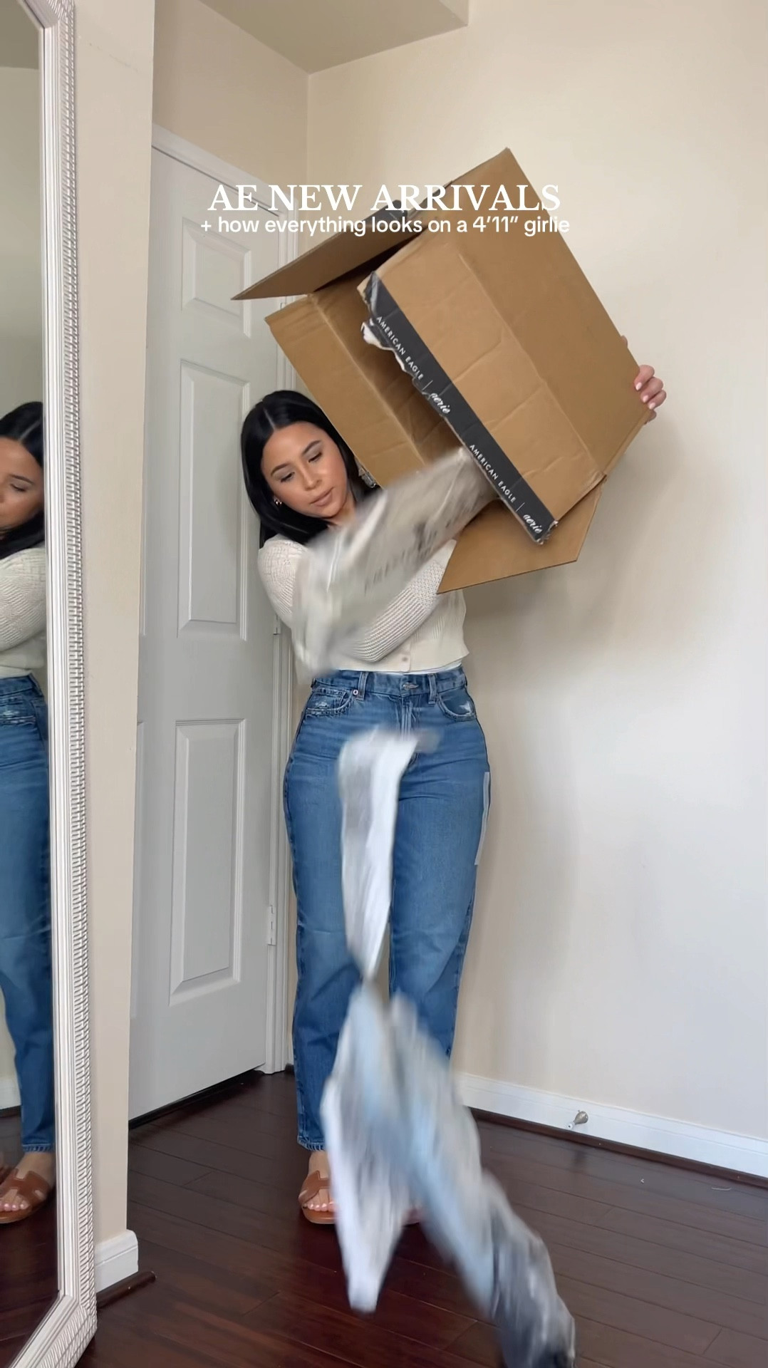 American Eagle new arrivals 35% off $125+ • 30% off $75+ • 25% off $50+ w code WAYSTOSAVE
Wearing a size 2 short in all jeans
Wearing a size xs in all tops, dress, jacket + cardigan 
Tan sandals: 6.5
Mesh ballet flats: 6.5

#LTKFindsUnder100 #LTKSaleAlert #LTKPetite