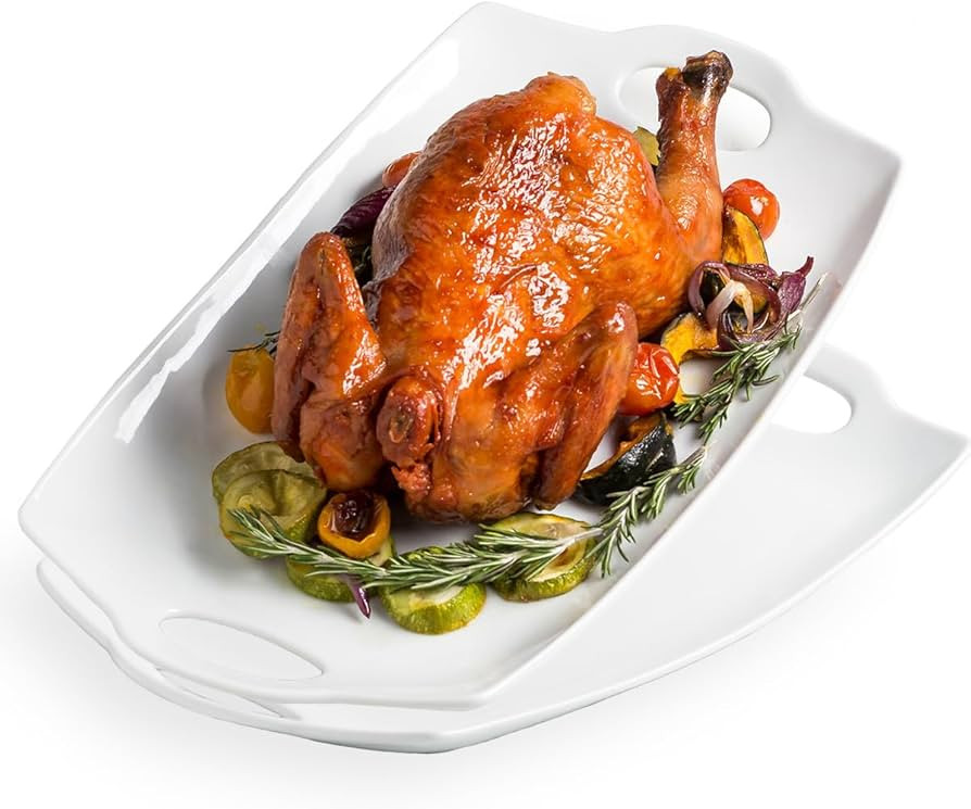 Turkey Platters For Thanksgiving 16 inches Serving Tray with Handles, Large Platters for Turkey P... | Amazon (US)