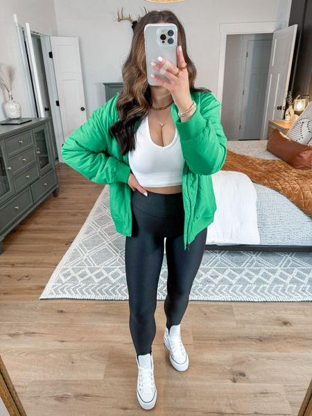 Tank — small
Jacket — small
Leggings — small 

St. Patrick’s Day outfits | St. Paddy’s Day outfit ideas | amazon fashion finds | affordable fashion | amazon outfit | oversized bomber jacket | amazon basics | white cropped tank top | green bomber jacket | faux leather leggings | spanx inspired leggings | white leather platform converse sneakers 



#LTKfindsunder100 #LTKstyletip #LTKfindsunder50