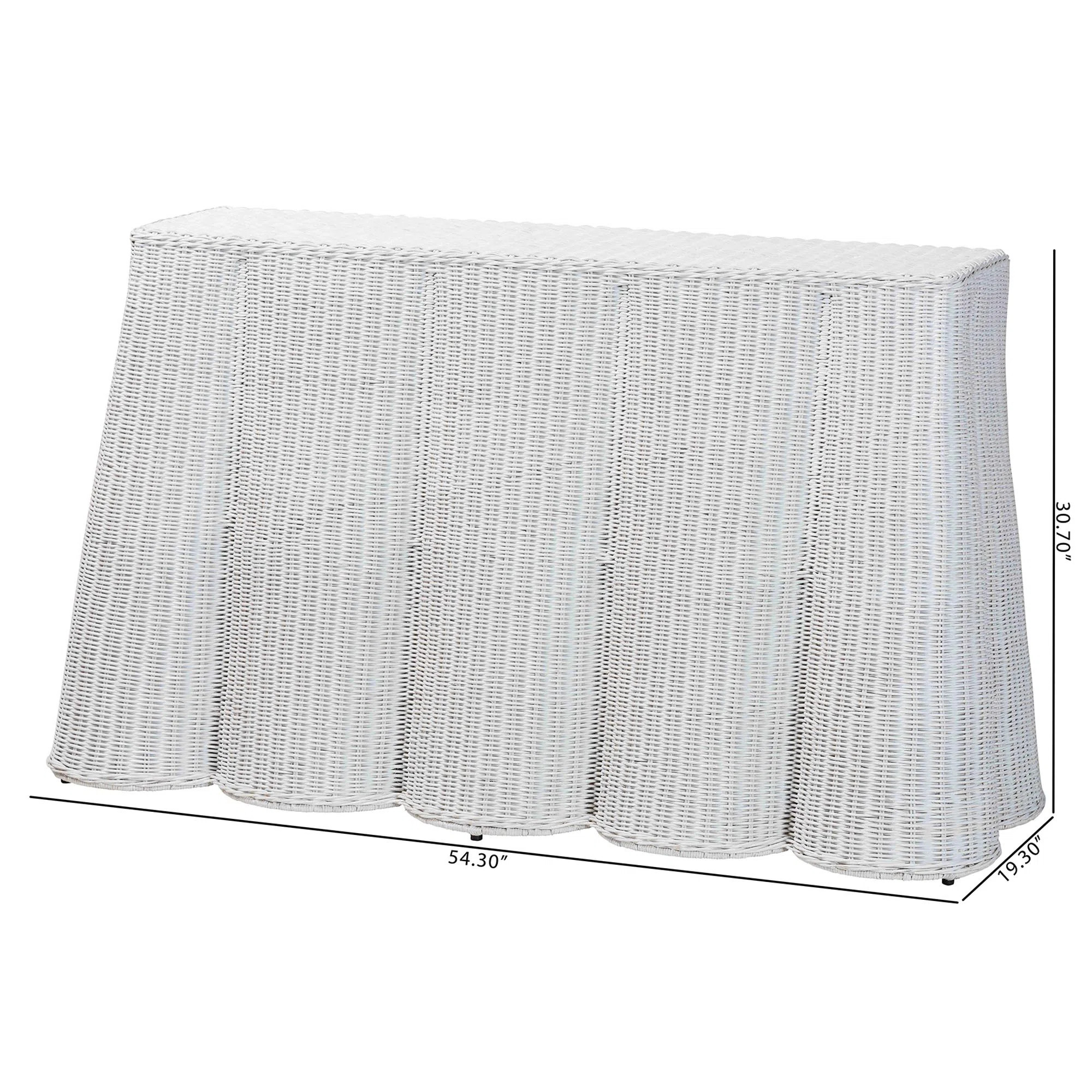 Anjanique Bali & Pari Palm Bohemian Seafoam Scallop Rattan Console Table | Wayfair North America