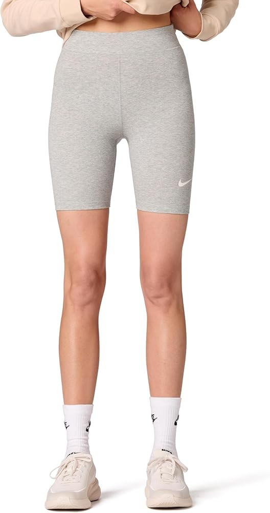 Nike Women's Sportswear Classic High-Waisted 8" Bike Shorts, Dark Grey Heather/Sail, Small at Ama... | Amazon (US)