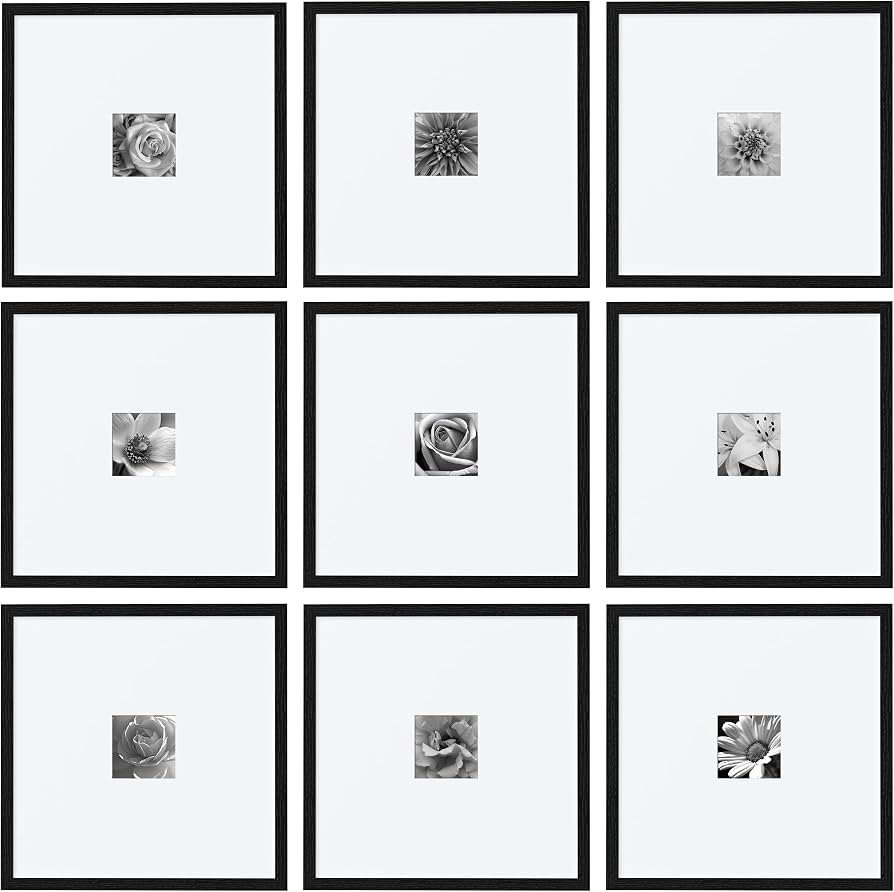 eletecpro Picture Frames Set of 9, 16x16 in, Acrylic Cover, Black | Amazon (US)