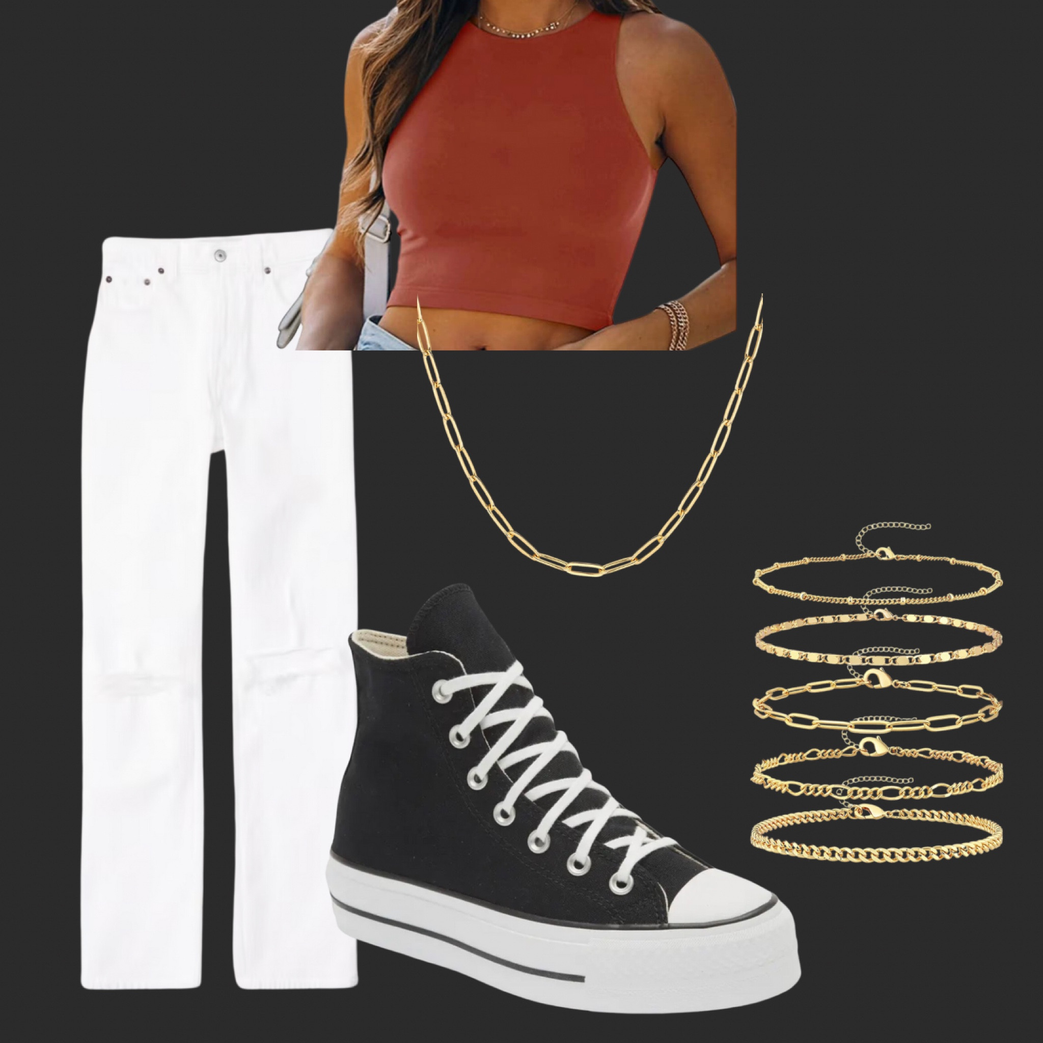 Rust orange crop top
Straight white ankle jeans
Platform Converse
Gold jewelry

⚡️everything linked!

cool mom outfit, cool mom fit, mom fit, easy ootd, easy outfit ideas

#outfitinspo #outfit #outfitstyle #outfitoftheday #outfitideas #fashion #fashionstylist #personalstylist #fashionblogger #fashionista #fashionable #fashionstvle #stvleinspo #stvle #styleblogger #styleinspiration #stylefashion #styleblog #stylediary #womansfashion #womanslook #womanstyle #getthelook #lookbook #virtualstylist #virtualstyling #flatlay #flatlaystyle #zara #summer