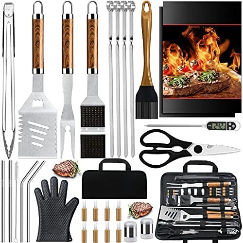 Grilljoy 31PC Heavy Duty BBQ Grilling Accessories Grill Tools Set - Stainless Steel Grilling Kit wit | Amazon (US)