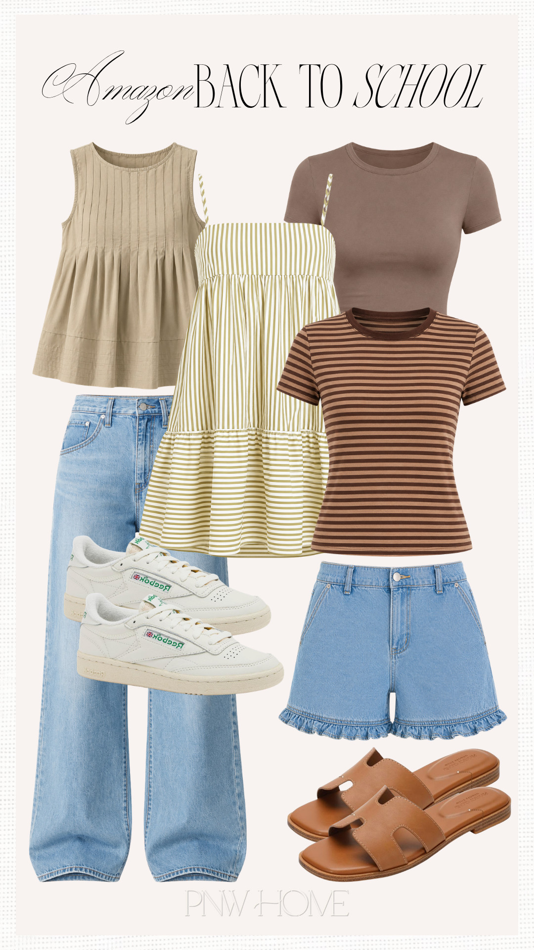 Back to school clothes for the teen girl from Amazon!

back to school looks, wide leg jeans, wide leg denim, medium wash jeans, denim shorts, fitted tee, brown tee, striped tee, t-shirts, wardrobe basics, sundress, striped dress, peplum top, tan top, neutral fashion, fall fashion, fall looks, fall style, fall outfit, white sneakers, tennis shoes, trainers, brown sandals 

 #LTKootd #LTKmomlife #LTKKids