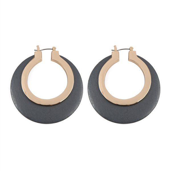 Riah Fashion Wood in Metal Hinge Hoop Earrings | Walmart (US)