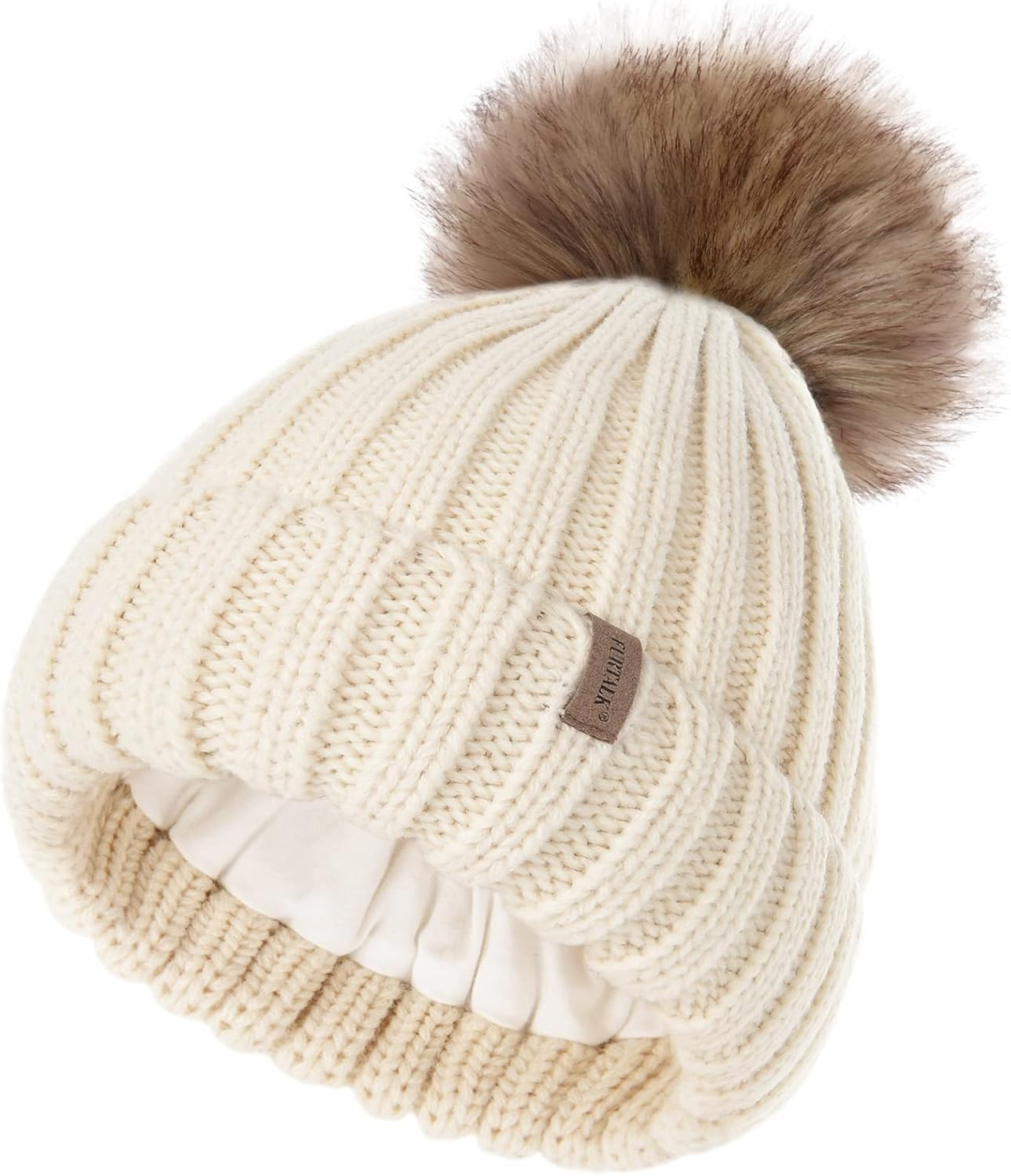 FURTALK Kids Winter Hat Toddler Knitted Pom Beanie Hat Cotton Lined Faux Fur Pom Pom Cap Baby Gir... | Amazon (US)