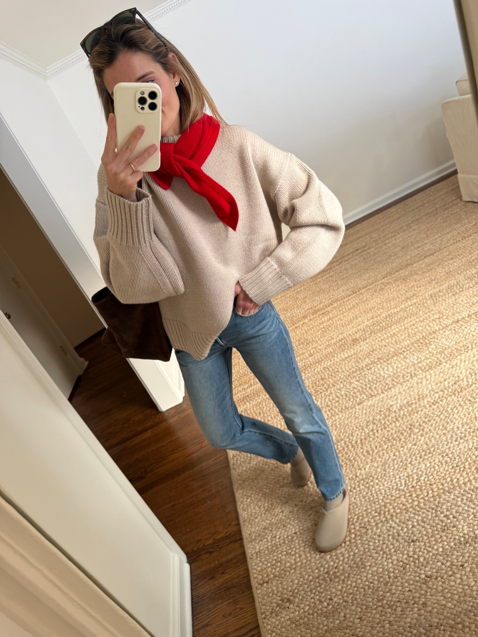 If I could define my personal style in an outfit, this might be it! Easy, effortless, classic with a pop of color  

Wearing my true size - small / 25x30 and 7

Jeans: run on the smaller size so if you are between size up 1
Sweater: small 
Clogs: run tts but if you a half size size down 

#LTKValentine #LTKdayinmylife #LTKootd