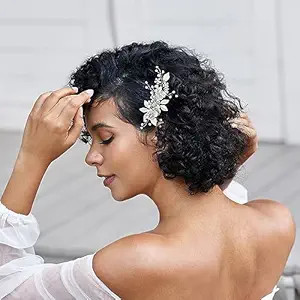 SWEETV Sliver Wedding Hair Comb Clip,Handmade Bridal Hair Accessories for Women Wedding | Amazon (US)