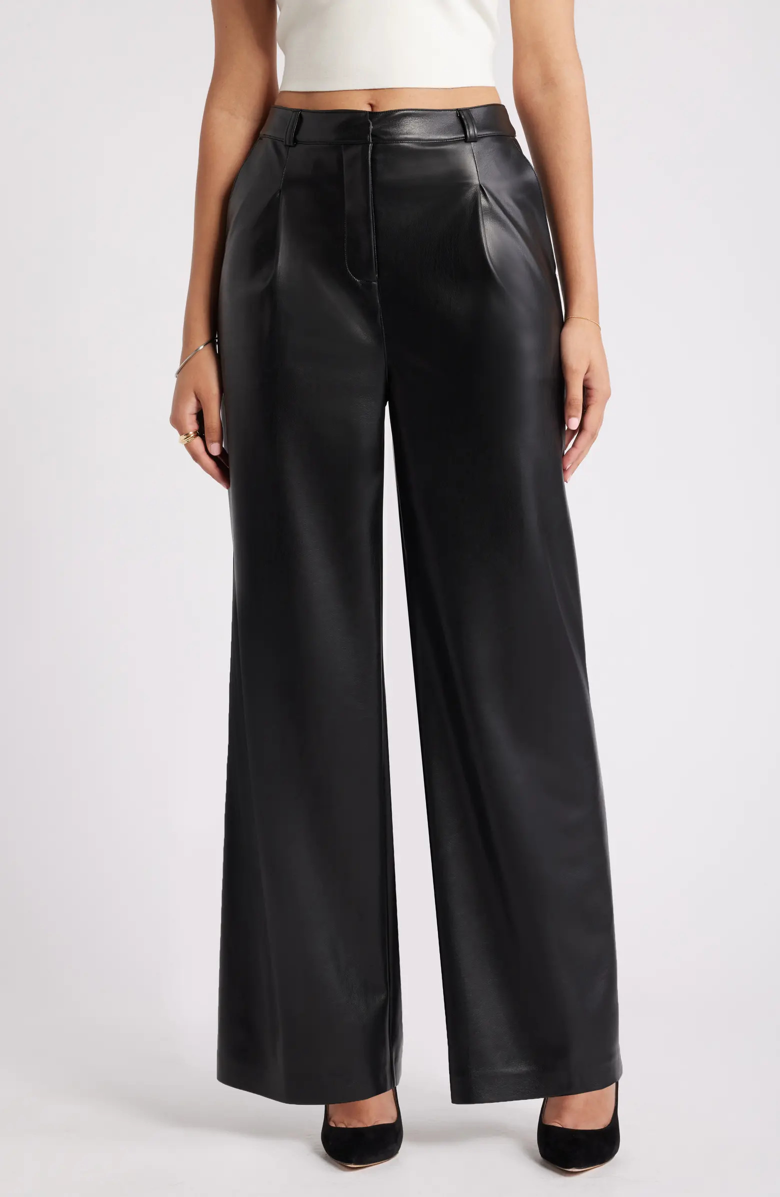 Open Edit Faux Leather Wide Leg Pants | Nordstrom | Nordstrom