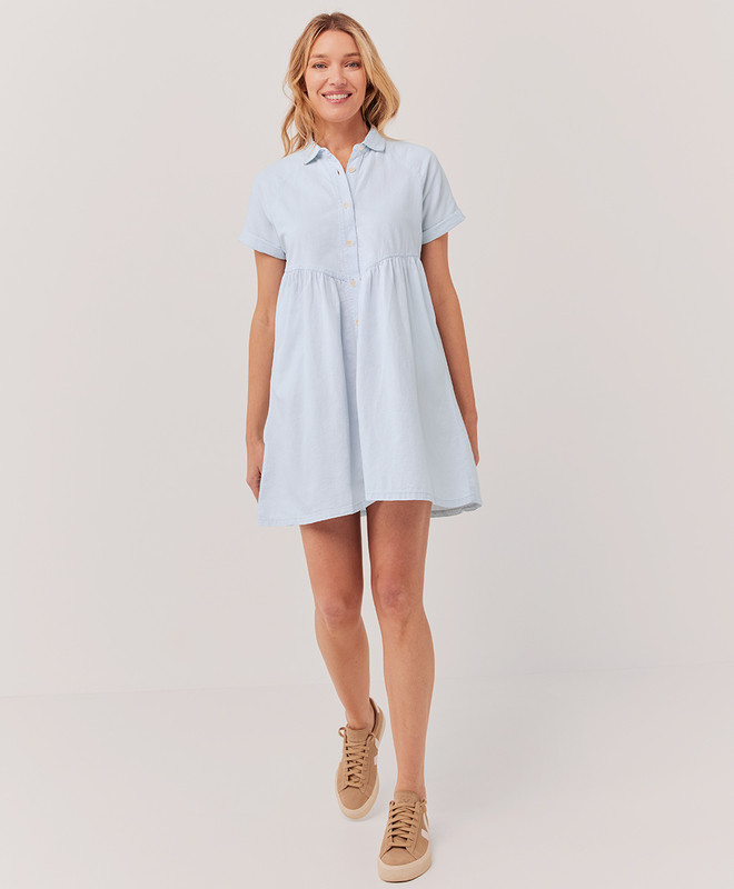 clearance denim chambray shirt dress | Pact Apparel
