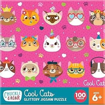 Chuckle & Roar - Cool Cats Glitter 100 Piece Jigsaw Puzzle for Kids Ages 6+ - Educational Puzzle ... | Amazon (US)