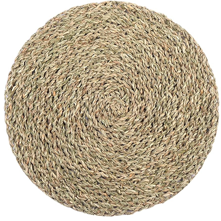 Round Placemats Set of 4, Table Mats, Rattan Chargers for Dinner Plates, Seagrass Place Mats, Wov... | Amazon (US)