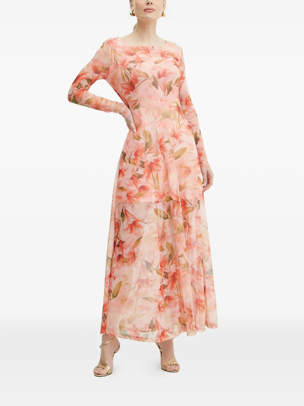 FRACOMINA floral long-sleeved maxi dress - Pink | Farfetch Global