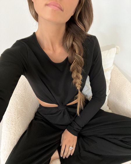 Love this black cutout knot front wide-leg jumpsuit from Lulus! It’s super soft and medium weight. Lounge at home with slippers, keep it casual with sneakers, or dress it up with heels! Linking more jumpsuits that are cozy & chic!

// loungewear, holiday outfit, dressy outfit, casual outfit, cozy outfit, dress up, dress down, pajamas

#LTKSeasonal #LTKunder100 #LTKunder50