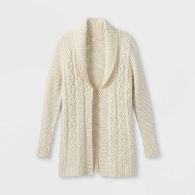 Girls' Long Open Cable Cardigan - Cat & Jack™ Gray | Target