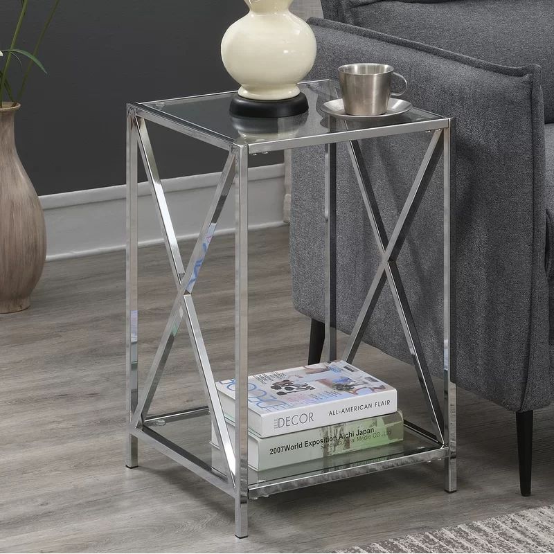 Canada Bay Glass Top End Table with Storage | Wayfair North America