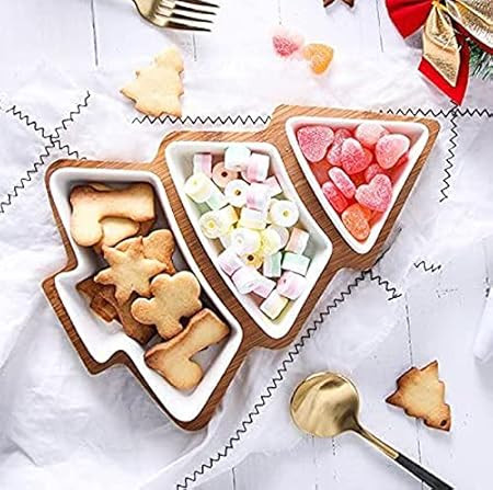 ROSE CREATE 10.8 Inches Snack Appetizer Trays Set, Christmas Tree Dessert Serving Dishes, Snack P... | Amazon (US)
