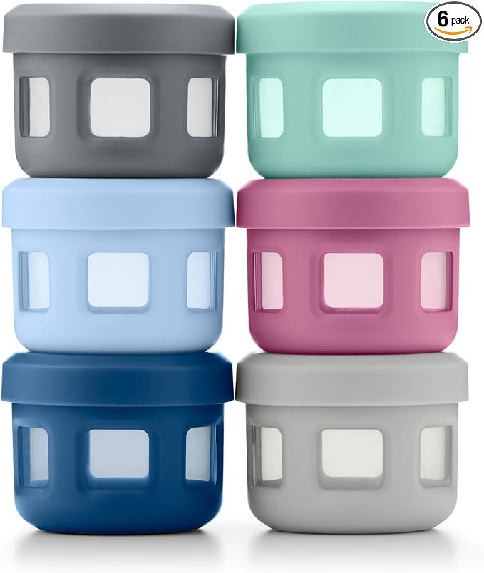 Ello Reusable Plastic Condiment Containers 4oz each with Screw-on Leak Proof Lid 6 Pack | Perfect... | Amazon (US)