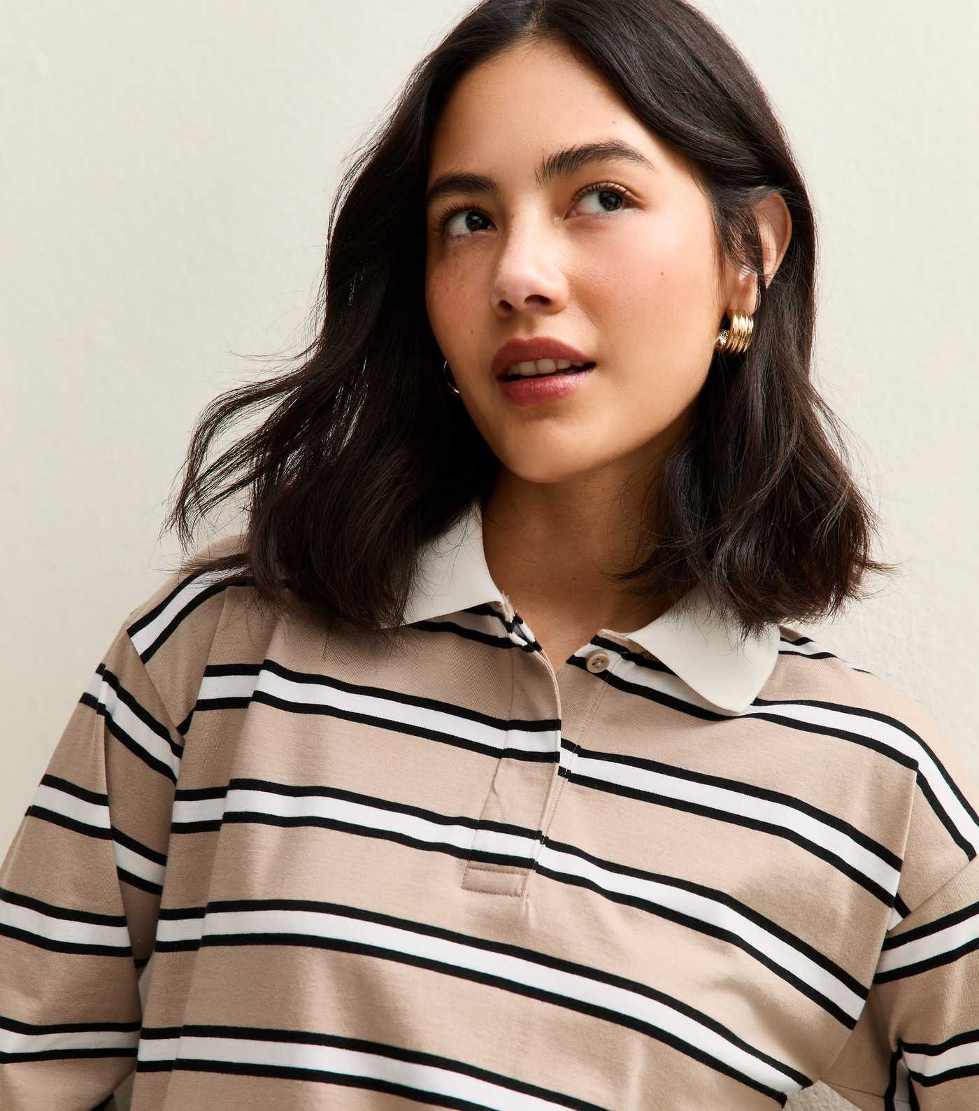 Cream Striped Long Sleeve Rugby Top | New Look | New Look (UK)