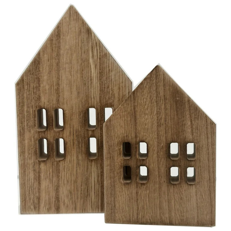 QIAOIDEA Rustic Wooden House Shaped Sign Farmhouse Table Christmas Decor Wooden House Block Table... | Walmart (US)