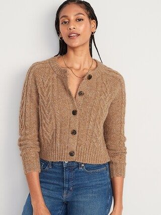 Heathered Cable-Knit Cardigan Sweater for Women | Old Navy (US)