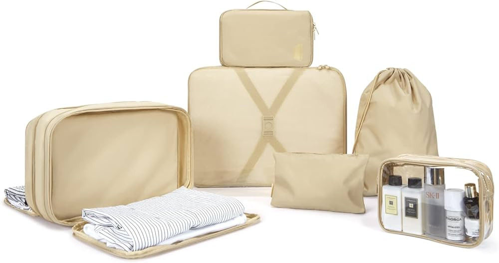 Packing Cubes, BAGSMART 6 Set Compression Packing Cubes for Suitcase, Lightweight Travel Organizer B | Amazon (US)