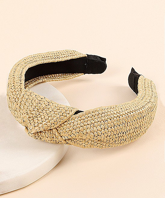 Avenue Zoe Women's Headbands BEIGE - Beige Straw Knot-Accent Headband | Zulily