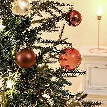 Brown Glass Christmas Ball Ornaments, 3.15" Christmas Hanging Ornament for Christmas Tree Set of ... | Amazon (US)