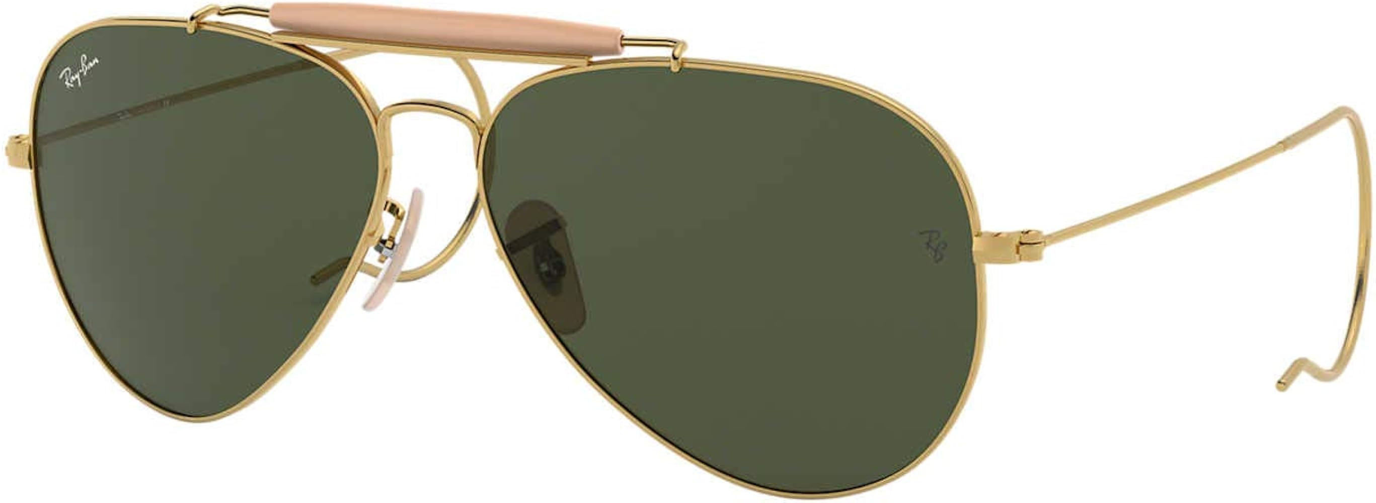 Amazon.com: Ray-Ban RB3030 Outdoorsman I Aviator Sunglasses, Shiny Gold/G-15 Green, 58 mm : Cloth... | Amazon (US)